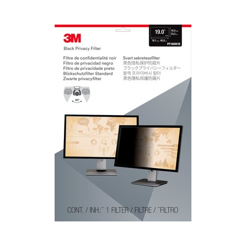 3M  Privacy Filter for 19" Widescreen Monitor - Black - (Pf190W1B)