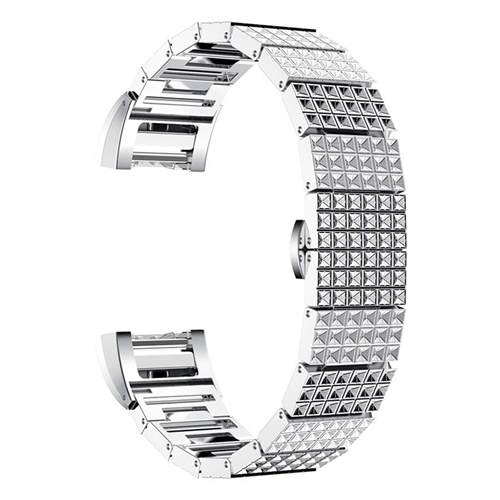 StrapsCo Alloy Replacment Bracelet Band Strap for Fitbit Charge 2 in Silver
