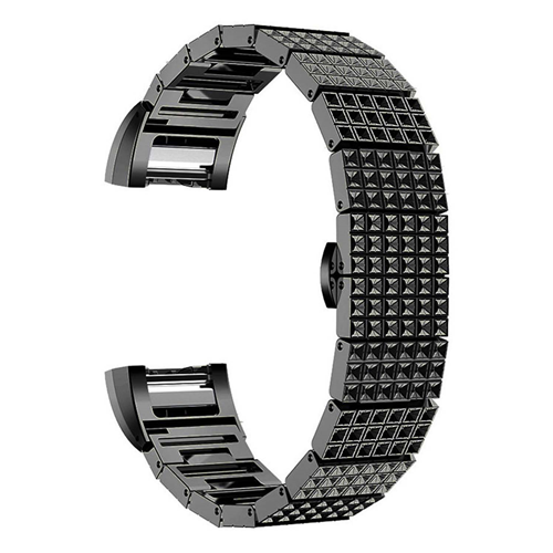 StrapsCo Alloy Replacment Bracelet Band Strap for Fitbit Charge 2 in Matte Black