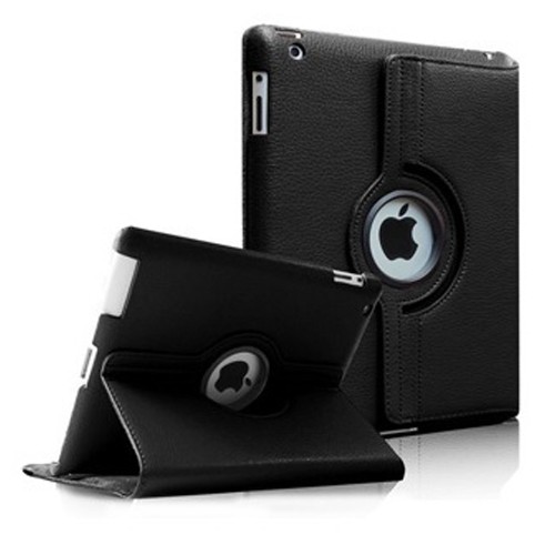 Exian iPaid Air 2, iPad Pro 9.7" PU Leather Rotating Flip Case with Stand Black