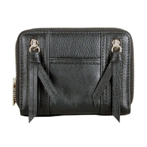 Karla Hanson Women's Premium Leather Zip-around Wallet with Decorative Zippers Black