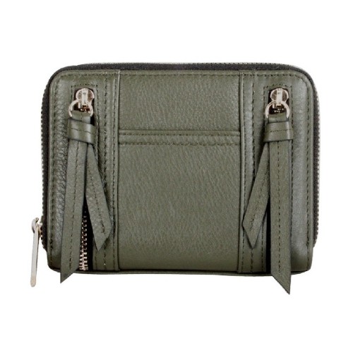 Karla Hanson Women's Premium Leather Zip-around Wallet with Decorative Zippers Olive