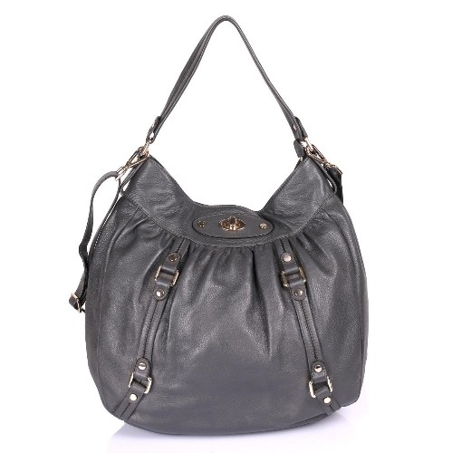 Karla Hanson Women's Premium Leather Laptop Shoulder Bag Grey