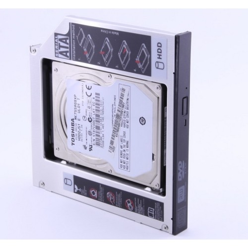 axGear SATA 2nd HDD SSD Hard Drive Caddy for 12.7mm Universal CD / DVD-ROM Optical Bay