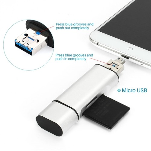 Le lecteur de cartes USB-C/USB 3.1/micro USB/OTG TF SD d’axGear pour MacBook de 12 po