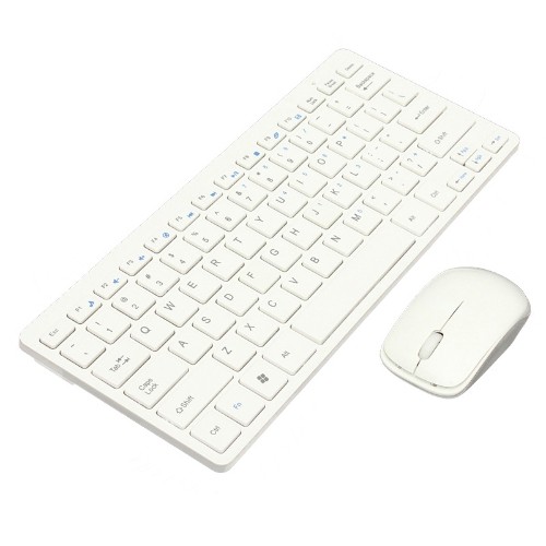 axGear Wireless 2.4G Mini Keyboard Mouse Combo Cordless Slim Design For Desktop Laptop White