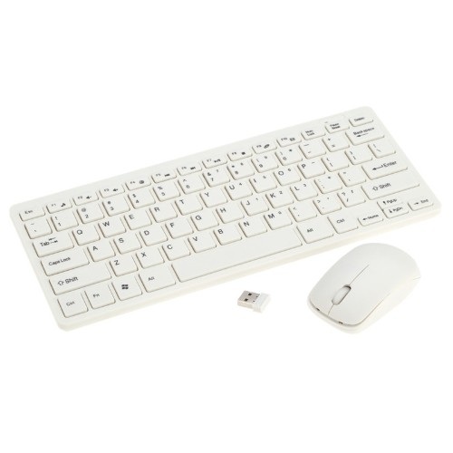 axGear Wireless 2.4G Mini Keyboard Mouse Combo Cordless Slim Design For Desktop Laptop White
