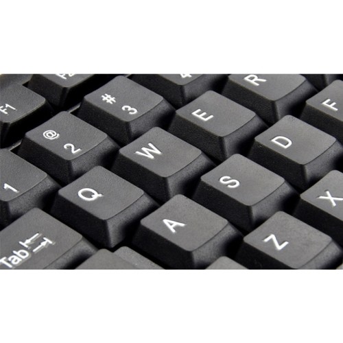 USB Wired Keyboard Full Sized Water Spill Resistant Black - axGear