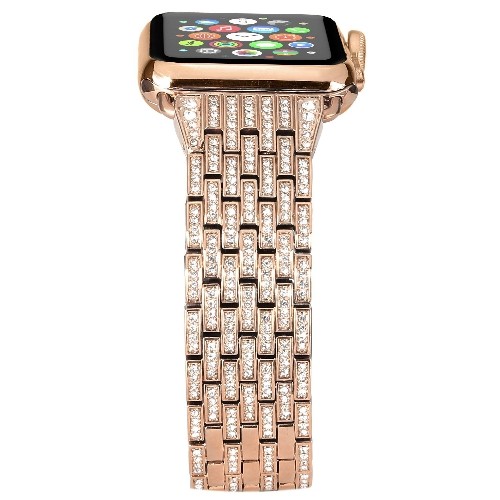 StrapsCo Rhinestone Bracelet Replacement Strap Band for 42mm Apple Watch in Rose Gold