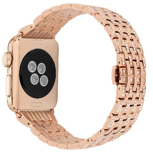 StrapsCo Rhinestone Bracelet Replacement Strap Band for 42mm Apple Watch in Rose Gold