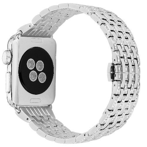 StrapsCo Rhinestone Bracelet Replacement Strap Band for 42mm Apple Watch in Silver
