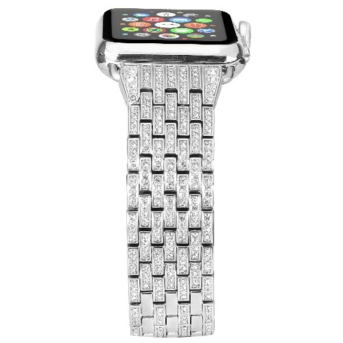 StrapsCo Rhinestone Bracelet Replacement Strap Band for 42mm Apple Watch in Silver