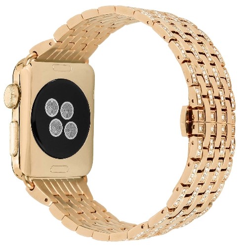 StrapsCo Rhinestone Bracelet Replacement Strap Band for 38mm Apple Watch in Yellow Gold