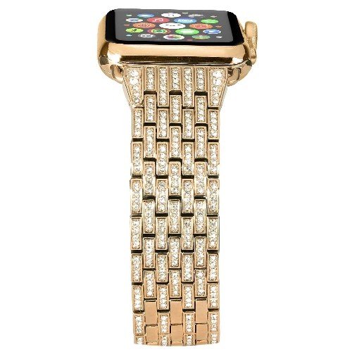 StrapsCo Rhinestone Bracelet Replacement Strap Band for 42mm Apple Watch in Yellow Gold