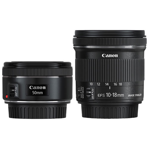 Canon EF 50mm f/1.8 & EF-S 10-18mm f/4.5-5.6 DSLR Lens Bundle