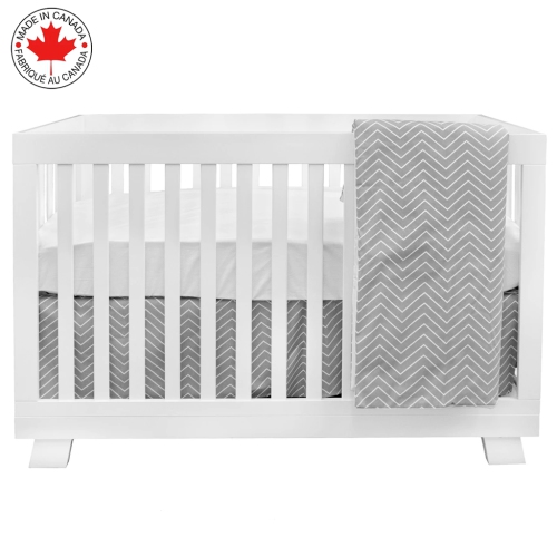 Bebelelo baby crib bedding 4 piece set, perfect for baby girls and boys, gray and white zigzag design