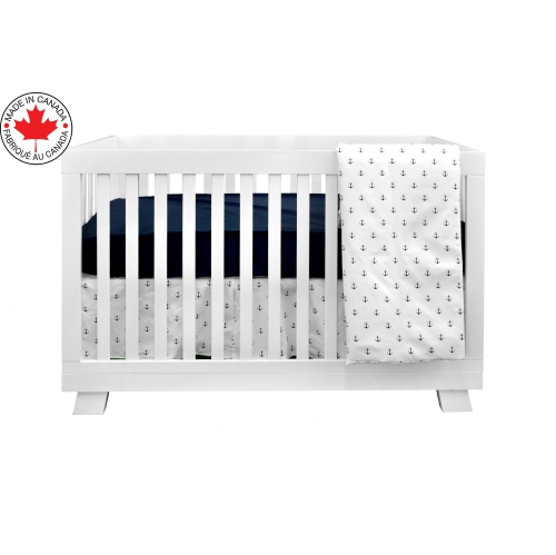 Bebelelo baby crib bedding 4 piece set, perfect for baby girls and boys, blue and white anchor design