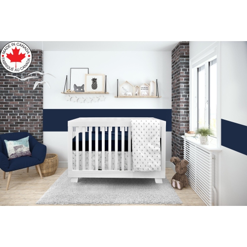 Bebelelo baby crib bedding 4 piece set, perfect for baby girls and boys, blue and white anchor design