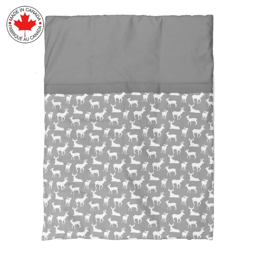 Bebelelo baby crib bedding 7 piece set, perfect for baby girls and boys, includes gray and white deer design