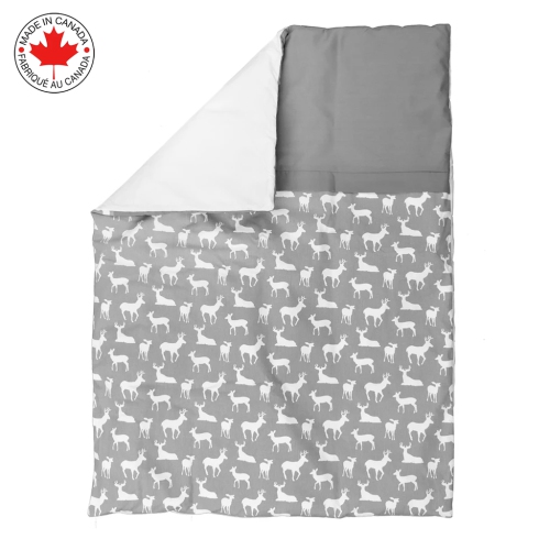 Bebelelo baby crib bedding 7 piece set, perfect for baby girls and boys, includes gray and white deer design