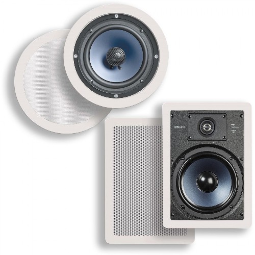 Polk Audio Rc60i 6 1 2 Round In Ceiling Speakers Pair Rc85i 8 In Wall Speakers Pair Bundle