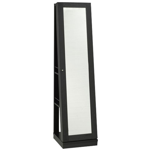 Brassex Contemporary Jewelry Cabinet With Full Mirror Black