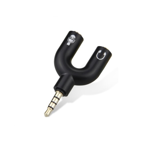 AxGear – Adaptateur répartiteur audio 3,5 mm à 4 positions, câble stéréo, cellulaire divisé, microphone et noir musical