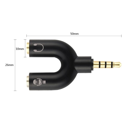 AxGear – Adaptateur répartiteur audio 3,5 mm à 4 positions, câble stéréo, cellulaire divisé, microphone et noir musical