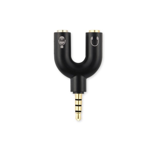 AxGear – Adaptateur répartiteur audio 3,5 mm à 4 positions, câble stéréo, cellulaire divisé, microphone et noir musical