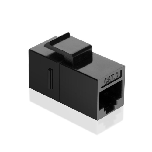 axGear CAT6 Inline Coupler Keystone RJ45 Female to Female Snap-In Jack Insert - Black