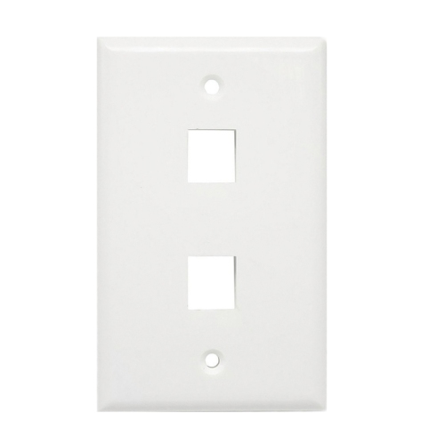 axGear 2 Port Keystone Wall Plate Single Gang Standard Size RJ45 Jack Modular Insert Cat5e Cat6 Ethernet Port White