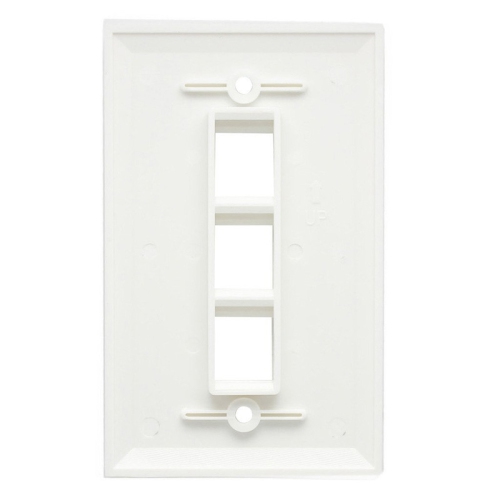 axGear 3 Port Keystone Wall Plate Single Gang Standard Size RJ45 Jack Modular Insert Cat5e Cat6 Ethernet Port White