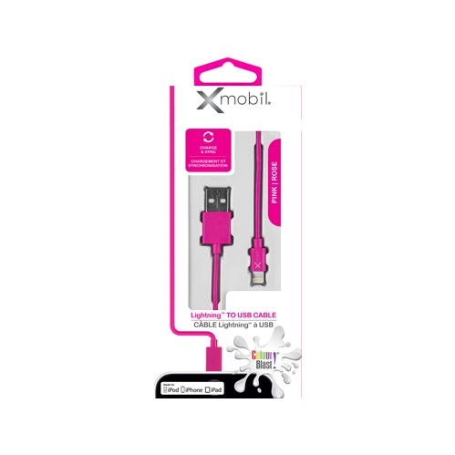 Colour Blast Charge & Sync Lightning Cable 3ft MFI Pink