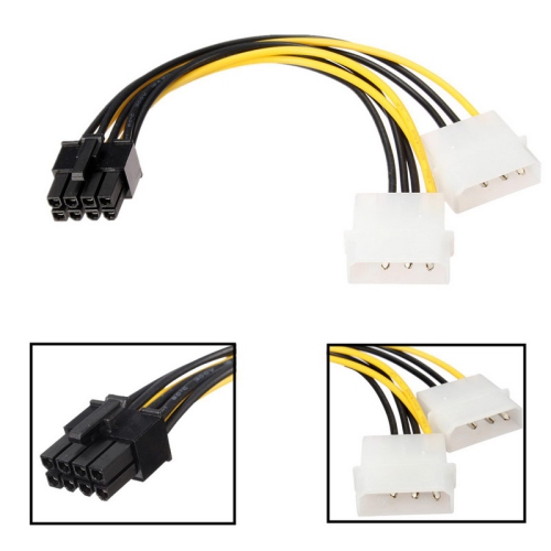 axGear Dual 4 Pin Molex IDE to 8 Pin PCI Express Power Cable PCI-E Adapter