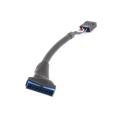 axGear New Portable USB 3.0 20-pin Header Male to USB 2.0 9-pin Female Adapter Black