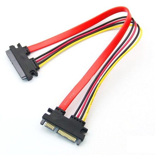 axGear 12'' Male to Female 7+15 Pin Serial SATA Data Power Combo Extend Extension Cable