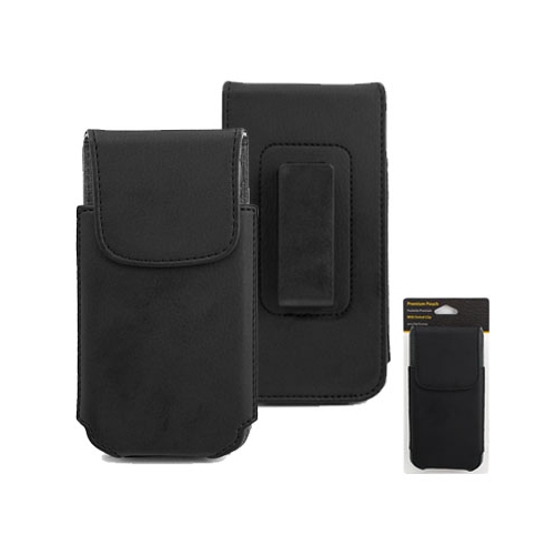 PU Leather Pouch/Holster for iPhone 12 Pro/SE, Samsung S20 [Fits most 4.6"-5.3" sized screens] w/ Swivel Clip - Large