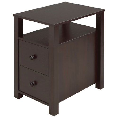 Brassex Contemporary Telephone Stand with 2-Drawers and Shelf - Dark Cherry