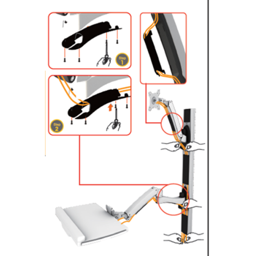 Amer Sit-Stand Combo Workstation Wall Mount System -