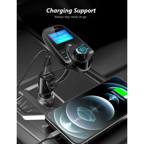 Kit de voiture d'adaptateur radio Bluetooth FM sans fil dans la voiture W 1.44 Prise en charge de l'affichage dans la pouce Carte TF / SD et chargeur