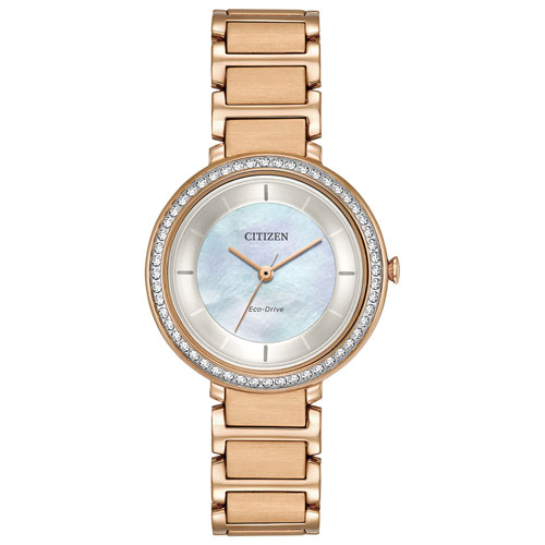 Citizen Silhouette Crystal 30mm Women's Solar Powered Casual Watch - Rose Gold/Mother-of-Pearl