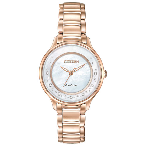 Citizen L Circle of Time 30mm Women's Solar Powered Watch with Diamonds - Rose Gold/Mother-of-Pearl