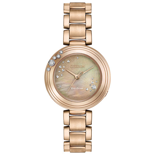 Citizen L Carina 28mm Women's Solar Powered Watch with Diamonds - Rose Gold/Mother-of-Pearl