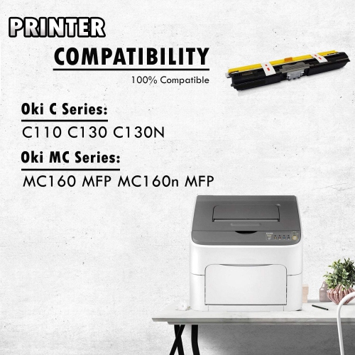 Inkfirst® High Yield Black Compatible Toner Cartridge C110BK C110 Replacement for Okidata C130 C130N MC160 MFP C110 Black