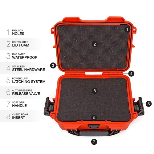 Nanuk 904 Waterproof Hard Case with Foam Insert - Orange