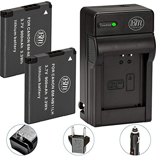 BM Premium 2 Pack of NB-11L, NB-11LH Batteries and Charger Kit for Canon PowerShot Elph 110, Elph 130, Elph 135 IS, Elph 14...