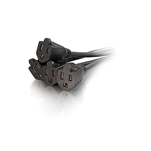 C2G 29803 16 AWG 1-to-4 Power Cord Splitter TAA Compliant Black (18 Inch)