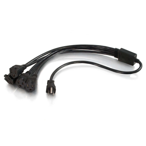 C2G 29803 16 AWG 1-to-4 Power Cord Splitter TAA Compliant Black (18 Inch)