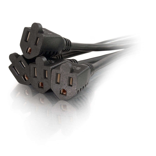 C2G 29803 16 AWG 1-to-4 Power Cord Splitter TAA Compliant Black (18 Inch)