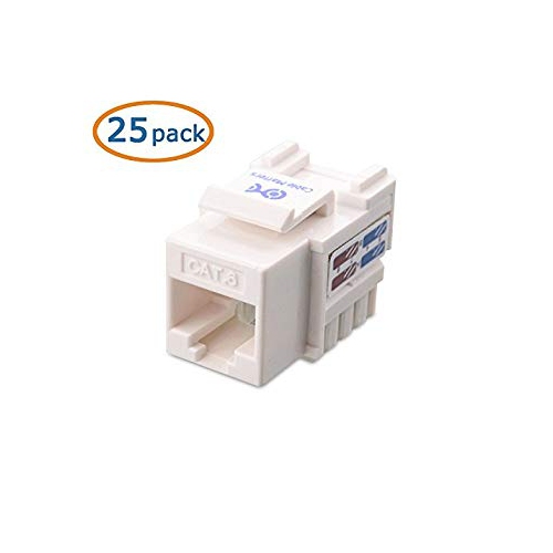 CABLE MATTERS  [Ul Listed] 25-Pack Cat6 Rj45 Keystone Jack In And Keystone Punch-Down Stand In White